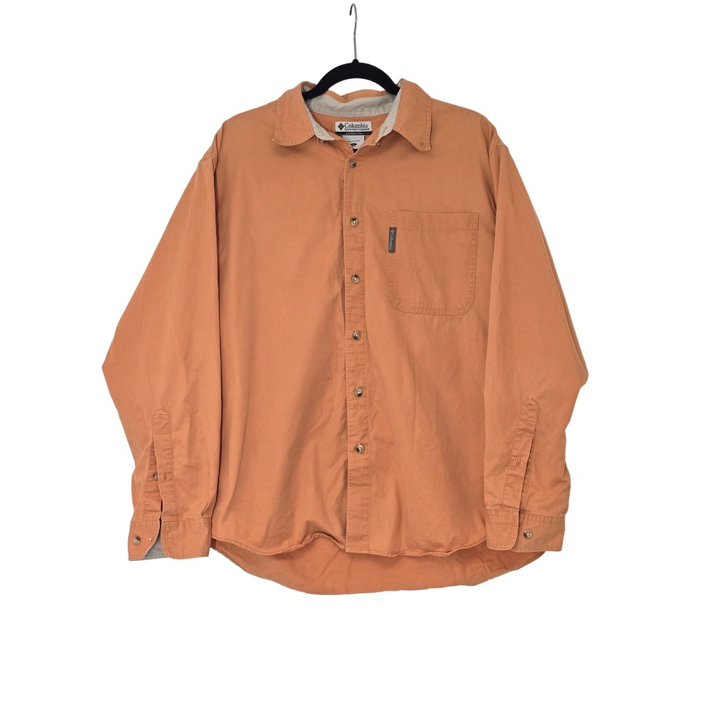 Columbia Mens Burnt Orange Long Sleeve Button Down Cotton Shirt Large - Picture 1 of 6